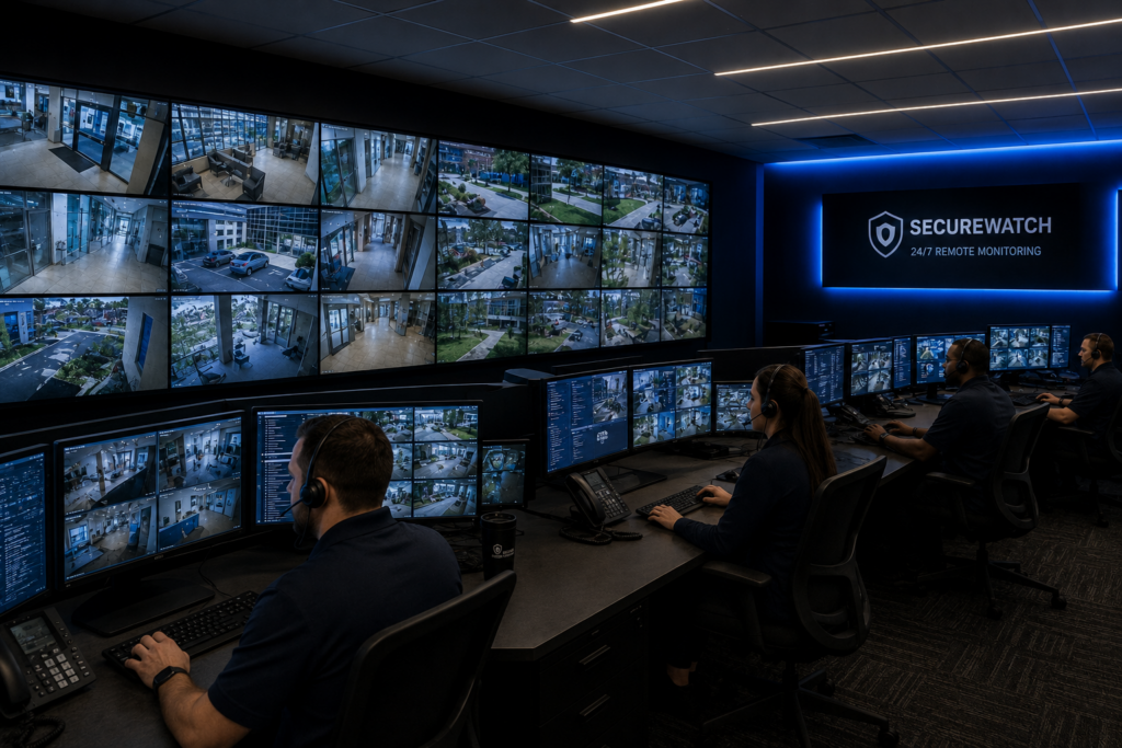 professional-remote-video-monitoring-center-at-night